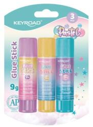Keyroad Lipici stick KEYROAD Pastel, blister 3 bucăți, mix de culori