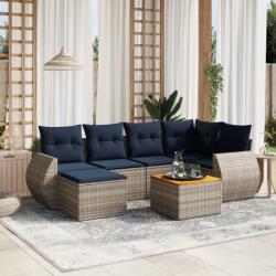 vidaXL 7 részes szürke polyrattan kerti ülőgarnitúra párnákkal (3257440)