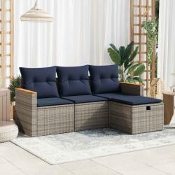 vidaXL 4 részes szürke polyrattan kerti ülőgarnitúra párnákkal (3325897)