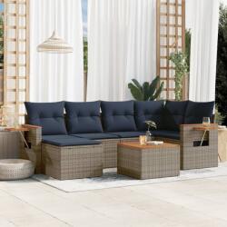 vidaXL 7 részes szürke polyrattan kerti ülőgarnitúra párnákkal (3227027)