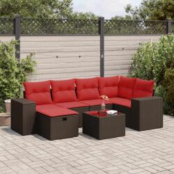 vidaXL 7 részes barna polyrattan kerti ülőgarnitúra párnákkal (3325700)