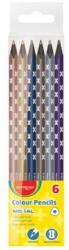 Keyroad Creioane colorate triunghiulare negre pentru lemn KEYROAD, 6 buc. , amestec de culori metalice