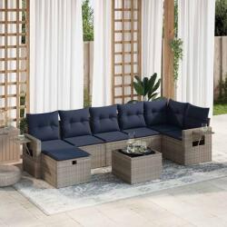vidaXL 8 részes szürke polyrattan kerti ülőgarnitúra párnákkal (3325517)