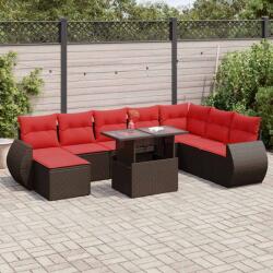 vidaXL 11 részes barna polyrattan akácfa kerti ülőgarnitúra párnákkal (3326695) - vidaxl