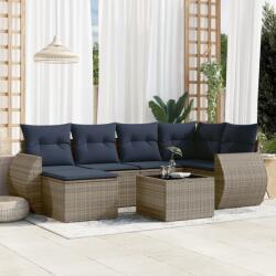 vidaXL 7 részes szürke polyrattan kerti ülőgarnitúra párnákkal (3254008)