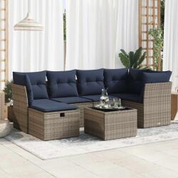 vidaXL 7 részes szürke polyrattan kerti ülőgarnitúra párnákkal (3325297)