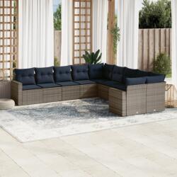vidaXL 10 részes szürke polyrattan kerti ülőgarnitúra párnával (3219501)