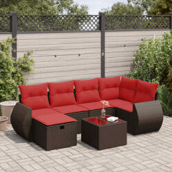 vidaXL 7 részes barna polyrattan kerti ülőgarnitúra párnákkal (3325600)