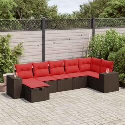 vidaXL 7 részes barna polyrattan kerti ülőgarnitúra párnákkal (3325710)