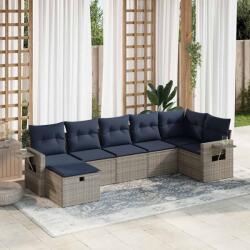 vidaXL 7 részes szürke polyrattan kerti ülőgarnitúra párnákkal (3325507)