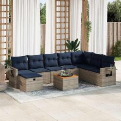 vidaXL 9 részes szürke polyrattan kerti ülőgarnitúra párnákkal (3325834)