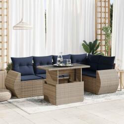 vidaXL 6 részes szürke polyrattan akácfa kerti ülőgarnitúra párnákkal (3326642)