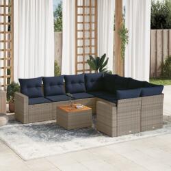vidaXL 9 részes szürke polyrattan kerti ülőgarnitúra párnával (3256383)