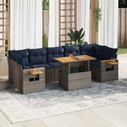 vidaXL 8 részes szürke polyrattan kerti ülőgarnitúra párnákkal (3327575)