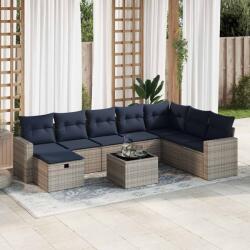 vidaXL 9 részes szürke polyrattan kerti ülőgarnitúra párnákkal (3325447)