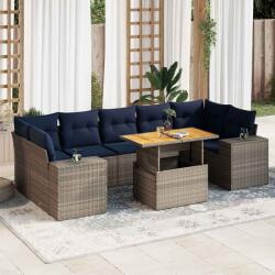 vidaXL 8 részes szürke polyrattan kerti ülőgarnitúra párnákkal (3327351)