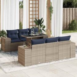 vidaXL 7 részes szürke polyrattan akácfa kerti ülőgarnitúra párnákkal (3326742)