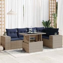 vidaXL 6 részes fekete polyrattan akácfa kerti ülőgarnitúra párnákkal (3326802)