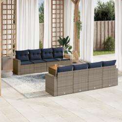 vidaXL 9 részes szürke polyrattan kerti ülőgarnitúra párnával (3256376)