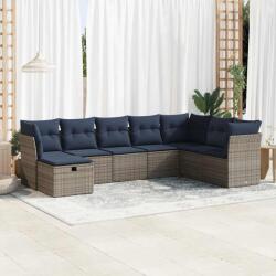 vidaXL 8 részes szürke polyrattan kerti ülőgarnitúra párnákkal (3325337)