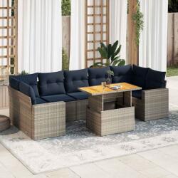vidaXL 8 részes szürke polyrattan kerti ülőgarnitúra párnákkal (3327015)