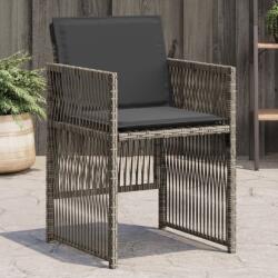 vidaXL 4 db szürke polyrattan kerti szék párnával (364968)