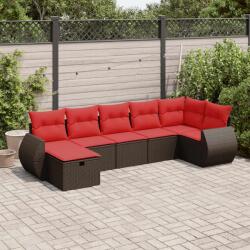 vidaXL 7 részes barna polyrattan kerti ülőgarnitúra párnákkal (3325610)