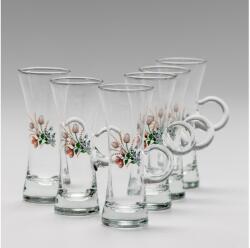 Výrobce po 1 ks Készlet 6x likőrpohár markolattal átlátszó csokor motívummal no. 3 8590828025849 (KK01097B)
