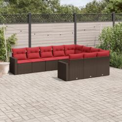 vidaXL 10 részes barna polyrattan kerti ülőgarnitúra párnákkal (3219484)