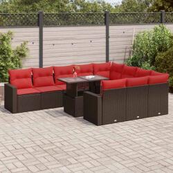 vidaXL 11 részes szürke polyrattan akácfa kerti ülőgarnitúra párnákkal (3326395)