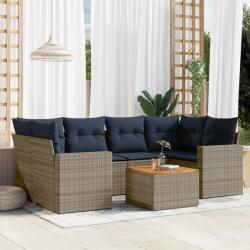 vidaXL 7 részes szürke polyrattan kerti ülőgarnitúra párnákkal (3256355)