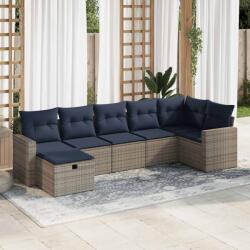 vidaXL 7 részes szürke polyrattan kerti ülőgarnitúra párnákkal (3325407)