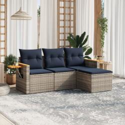 vidaXL 4 részes szürke polyrattan kerti ülőgarnitúra párnával (3226747)