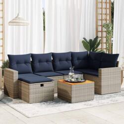 vidaXL 7 részes szürke polyrattan kerti ülőgarnitúra párnákkal (3325792) - vidaxl