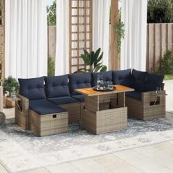 vidaXL 8 részes barna polyrattan akácfa kerti ülőgarnitúra párnákkal (3328041) - vidaxl