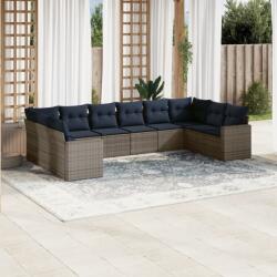 vidaXL 10 részes szürke polyrattan kerti ülőgarnitúra párnával (3219461)