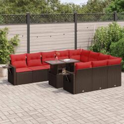 vidaXL 11 részes barna polyrattan akácfa kerti ülőgarnitúra párnákkal (3326555)