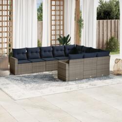 vidaXL 10 részes szürke polyrattan kerti ülőgarnitúra párnával (3219481)
