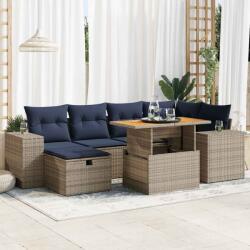 vidaXL 7 részes barna polyrattan akácfa kerti ülőgarnitúra párnákkal (3328090)