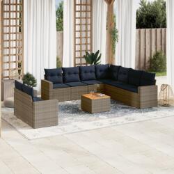 vidaXL 10 részes szürke polyrattan kerti ülőgarnitúra párnával (3256523)