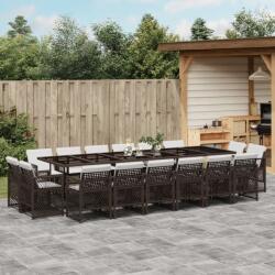vidaXL 17 részes barna polyrattan kerti étkezőgarnitúra párnákkal (3210885)