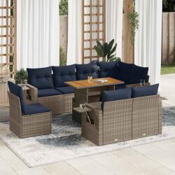 vidaXL 9 részes szürke polyrattan kerti ülőgarnitúra párnákkal (3327169)