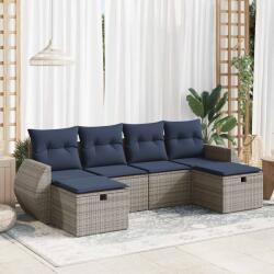 vidaXL 6 részes szürke polyrattan kerti ülőgarnitúra párnákkal (3325627)