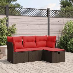 vidaXL 4 részes barna polyrattan kerti ülőgarnitúra párnákkal (3325260)