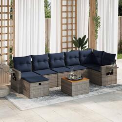 vidaXL 8 részes szürke polyrattan kerti ülőgarnitúra párnákkal (3325827)