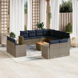 vidaXL 12 részes szürke polyrattan kerti ülőgarnitúra párnákkal (3256719)