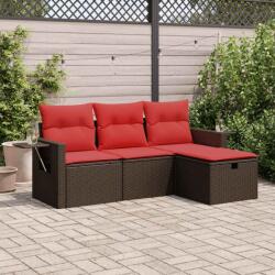 vidaXL 4 részes barna polyrattan kerti ülőgarnitúra párnákkal (3325460)