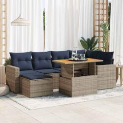 vidaXL 7 részes szürke polyrattan kerti ülőgarnitúra párnákkal (3327064)