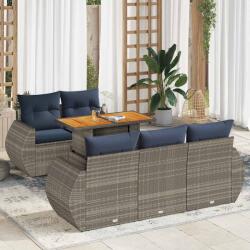 vidaXL 6 részes szürke polyrattan kerti ülőgarnitúra párnákkal (3327218)