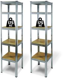 Fémpolc állvány - 5 szintes - fém - max. 175 kg - 180 x 40 x 40 cm - 2 db / csomag (10845)